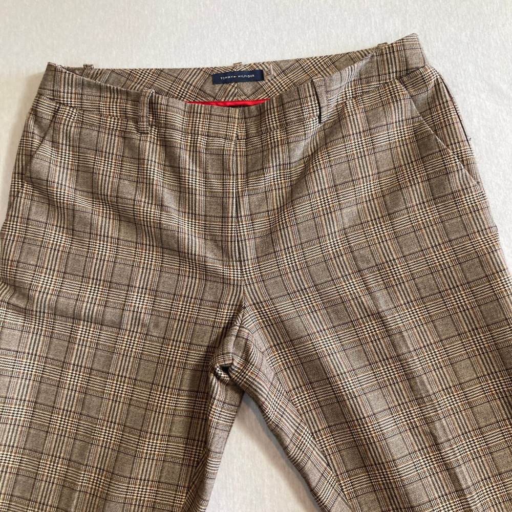 Tommy Hilfiger Women 4 Brown Glen Plaid Slim Leg Trousers H98PZ16B Business - Picture 9 of 12